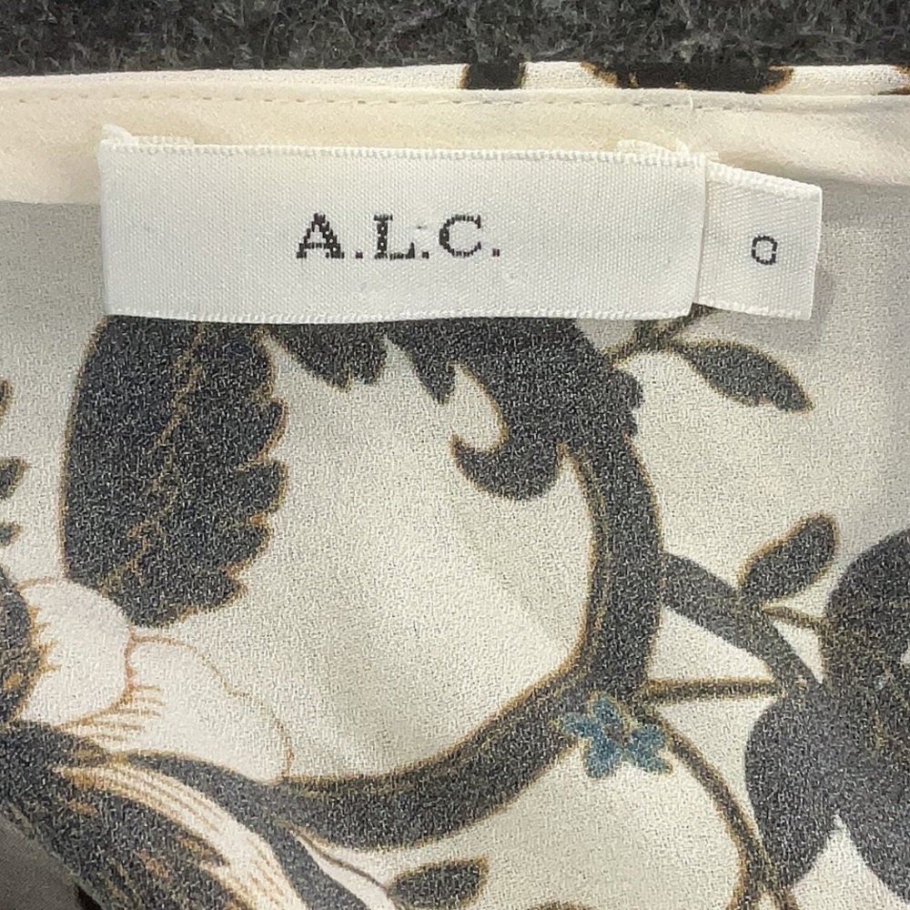 A.L.C. Women's Sleeveless 100% Silk Top Peplum Tank Blouse Floral White Size 0 - Picture 5 of 7